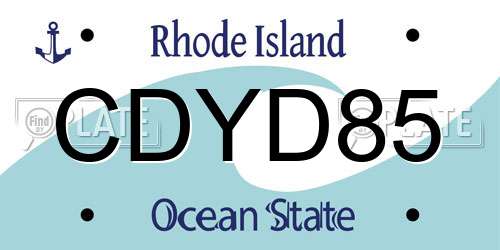CDYD85 Rhode Island License Plate