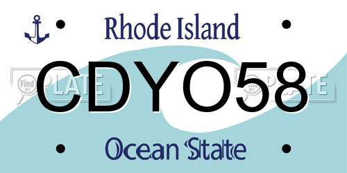 CDYO58 Rhode Island License Plate