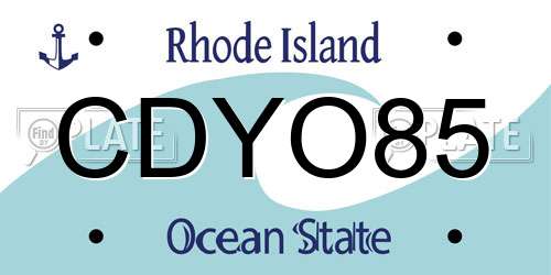 CDYO85 Rhode Island License Plate
