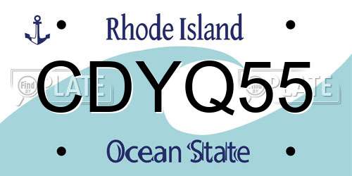 CDYQ55 Rhode Island License Plate