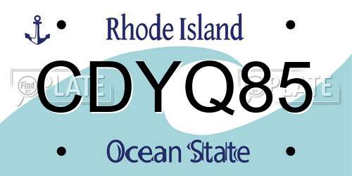 CDYQ85 Rhode Island License Plate