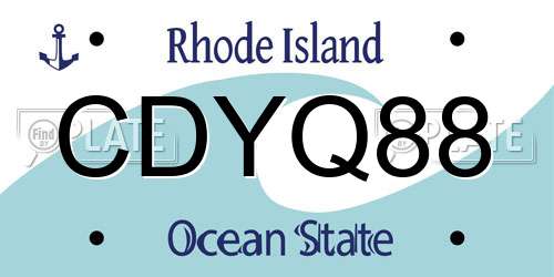 CDYQ88 Rhode Island License Plate