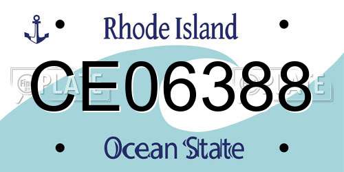 CE06388 Rhode Island License Plate