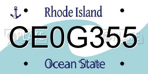 CE0G355 Rhode Island License Plate