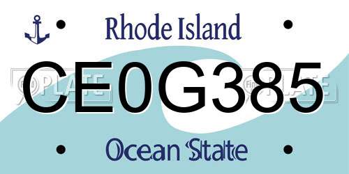 CE0G385 Rhode Island License Plate