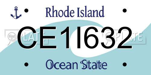 CE1I632 Rhode Island License Plate