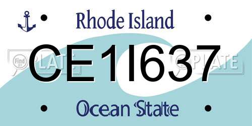 CE1I637 Rhode Island License Plate