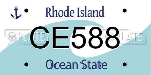 CE588 Rhode Island License Plate