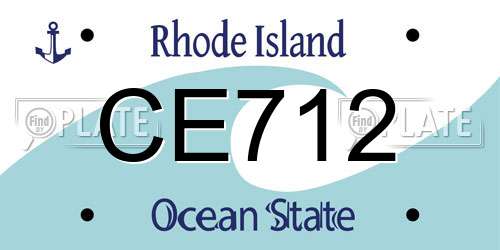 CE712 Rhode Island License Plate