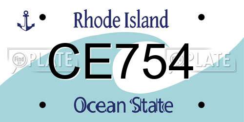 CE754 Rhode Island License Plate