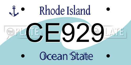 CE929 Rhode Island License Plate