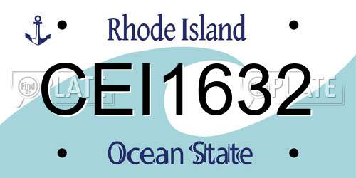 CEI1632 Rhode Island License Plate