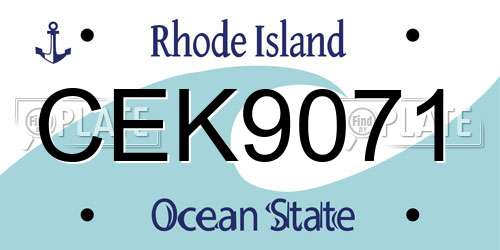 CEK9071 Rhode Island License Plate