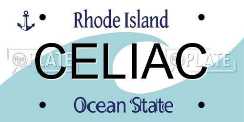 CELIAC Rhode Island License Plate