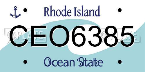 CEO6385 Rhode Island License Plate