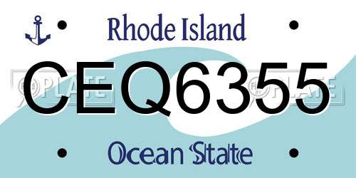 CEQ6355 Rhode Island License Plate