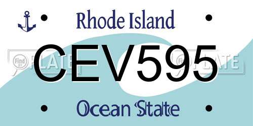 CEV595 Rhode Island License Plate