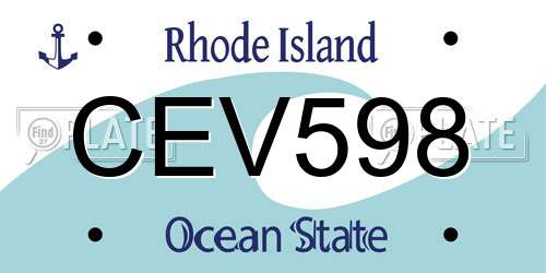 CEV598 Rhode Island License Plate