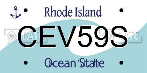 CEV59S Rhode Island License Plate