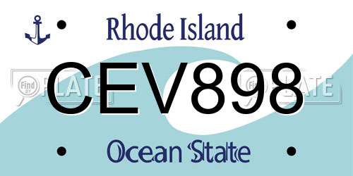 CEV898 Rhode Island License Plate