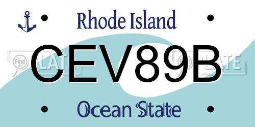 CEV89B Rhode Island License Plate