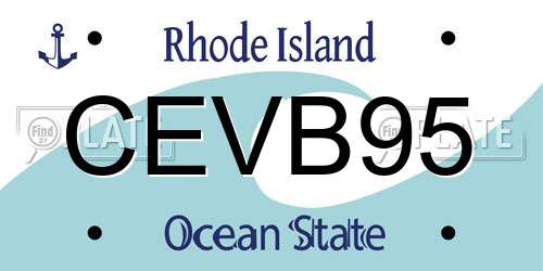 CEVB95 Rhode Island License Plate