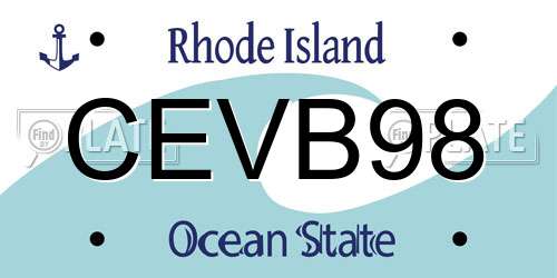 CEVB98 Rhode Island License Plate