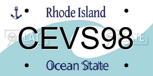 CEVS98 Rhode Island License Plate