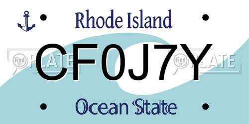 CF0J7Y Rhode Island License Plate