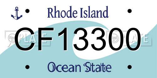 CF13300 Rhode Island License Plate