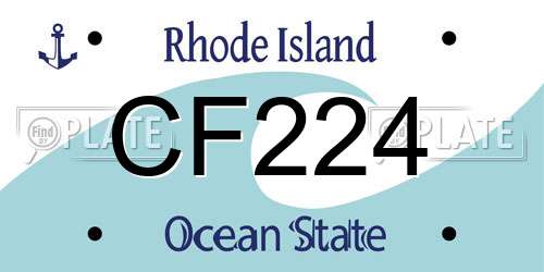 CF224 Rhode Island License Plate