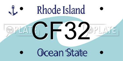 CF32 Rhode Island License Plate