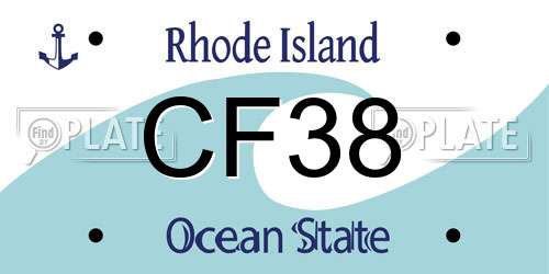CF38 Rhode Island License Plate