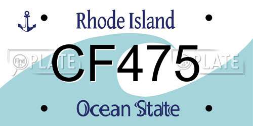 CF475 Rhode Island License Plate