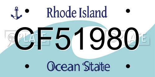 CF51980 Rhode Island License Plate