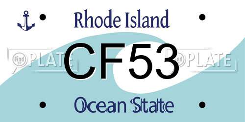 CF53 Rhode Island License Plate