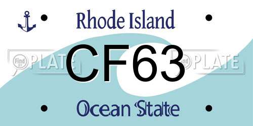 CF63 Rhode Island License Plate