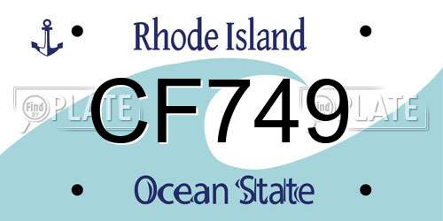 CF749 Rhode Island License Plate