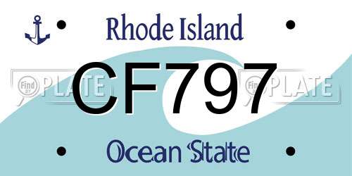 CF797 Rhode Island License Plate