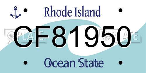 CF81950 Rhode Island License Plate