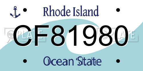 CF81980 Rhode Island License Plate