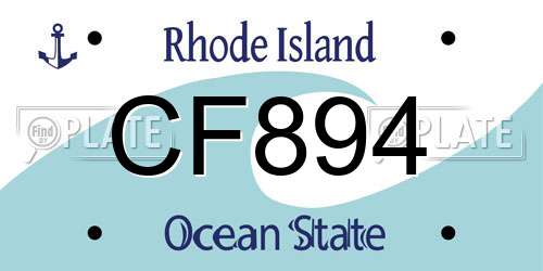 CF894 Rhode Island License Plate