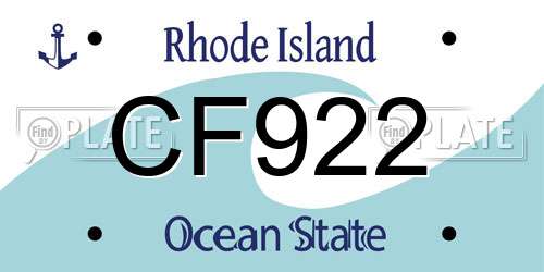 CF922 Rhode Island License Plate