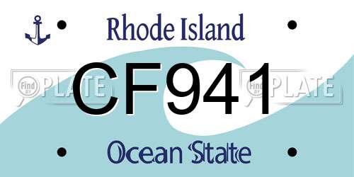 CF941 Rhode Island License Plate