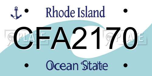 CFA2170 Rhode Island License Plate