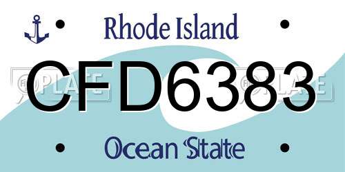 CFD6383 Rhode Island License Plate
