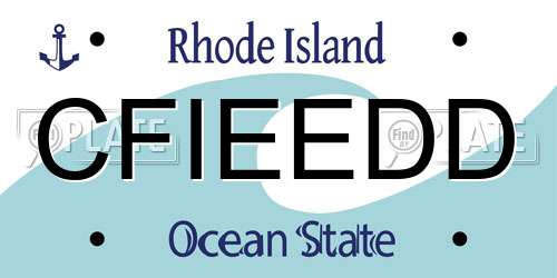 CFIEEDD Rhode Island License Plate