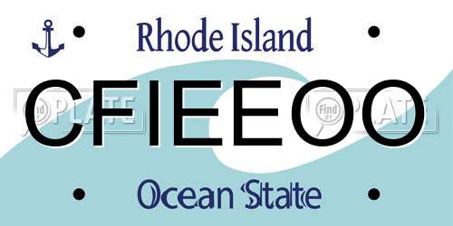 CFIEEOO Rhode Island License Plate