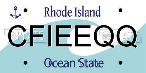CFIEEQQ Rhode Island License Plate