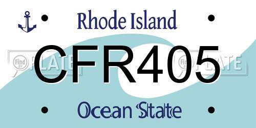 CFR405 Rhode Island License Plate